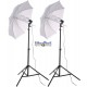 Kit studio lampe fluorescente illuStar 16800 lm 2x 105W, 2x trépied 190cm, 2x parapluie blanc diffus ø84cm -  réf. SET-FLT2-105