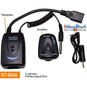 Kit déclencheur flash illuStar émetteur + récepteur 4 canaux par transmission radio avec alimentation C13 220V - réf. RT-604A